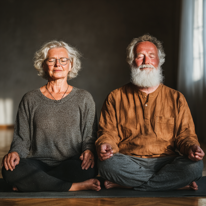 Persona mayor practicando yoga